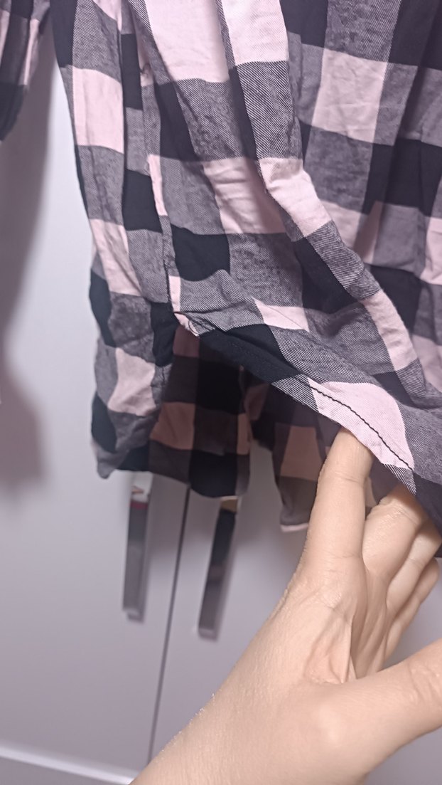 Pembe Siyah Kareli Kadın Gömlek - Görsel 4