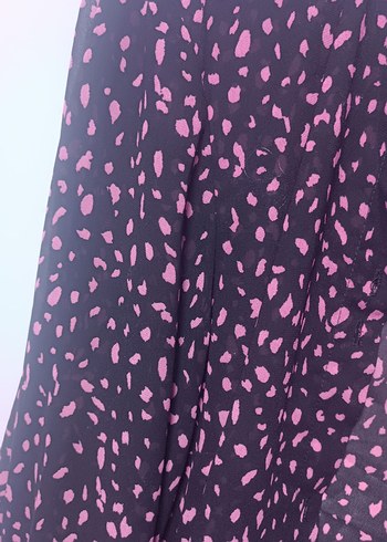 Düğmeli V Yaka Uzun Kollu Pembe Desenli Gömlek - Görsel 2