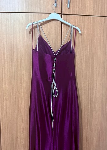 Mor Drapeli Uzun Abiye Elbise - Görsel 2