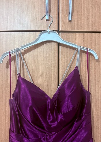 Mor Drapeli Uzun Abiye Elbise - Görsel 5