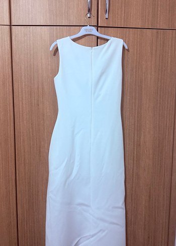 Beyaz Drapeli Uzun Abiye Elbise - Görsel 2