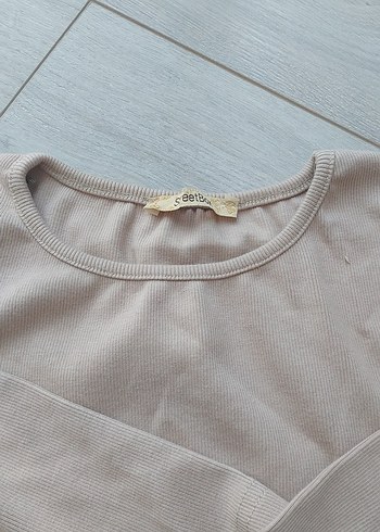 StreetOne Bej Kadın Uzun Kollu Basic Keten crop