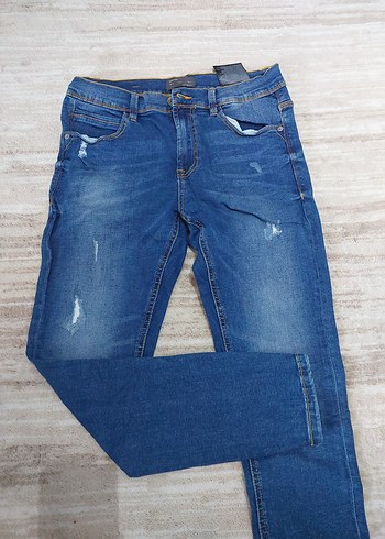 erkek Mavi Parlak Denim Jean