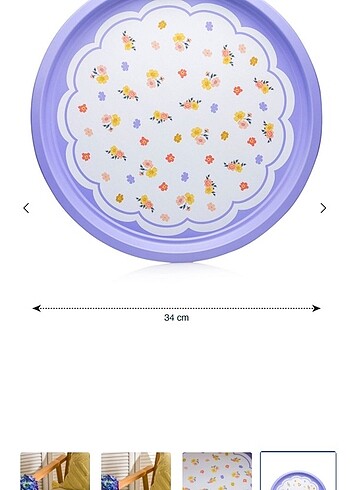 Çiçek baskılı tepsi 34 cm