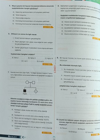 Beden Renk TYT Biyoloji Ders Notları Limit Yayınları
