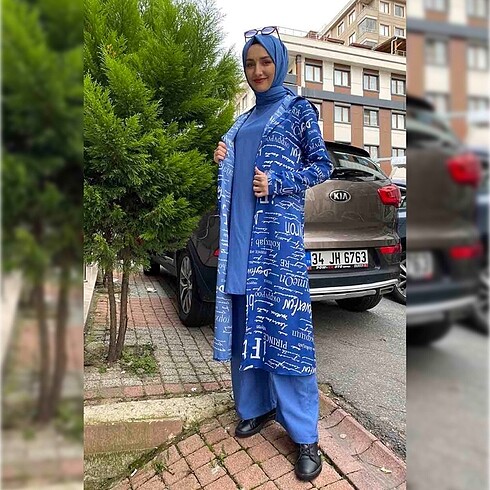 40 Beden camel Renk Yazılı 3 lü Takım Siyah-Taba