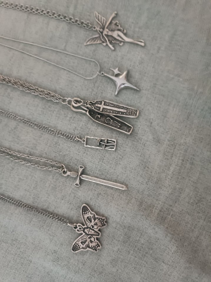 Zincir Detaylı Gotik kolyeler toplu kolye grunge fairycore y2k - Görsel 2