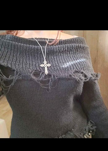 Siyah Gotik Triko Kadın Kazak üçlü vintage killstar grunge - Görsel 8