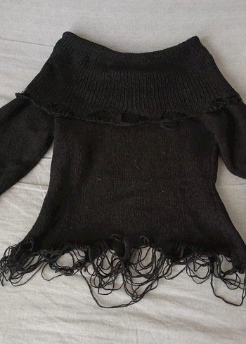 Siyah Gotik Triko Kadın Kazak üçlü vintage killstar grunge - Görsel 6