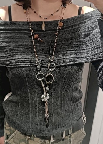 gri Madonna yaka file kazak bluz killstar gotik grunge goth - Görsel 3