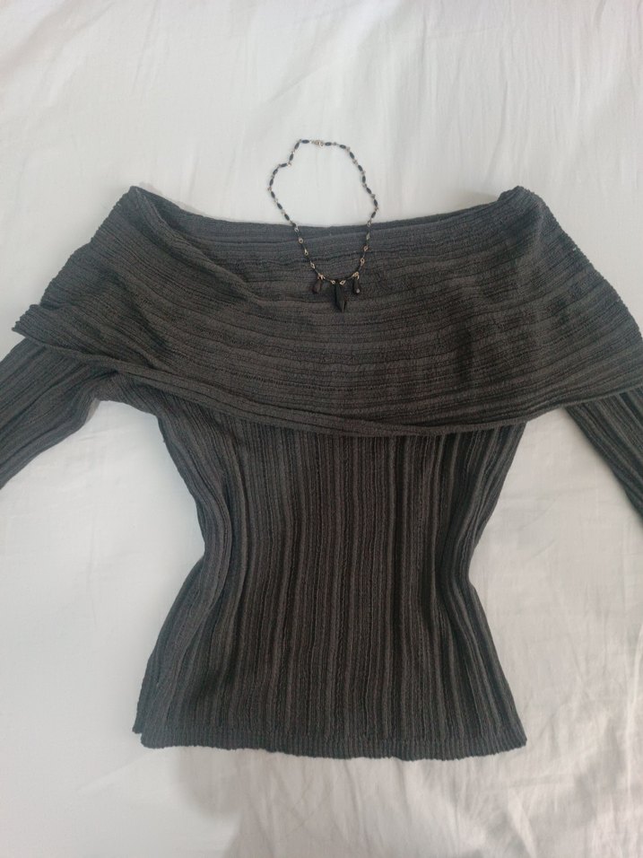 gri Madonna yaka file kazak bluz killstar gotik grunge goth - Görsel 2