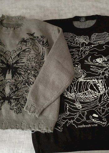 toplu kazak goth grunge killstar triko kazak gotik fairycore y2k - Görsel 5