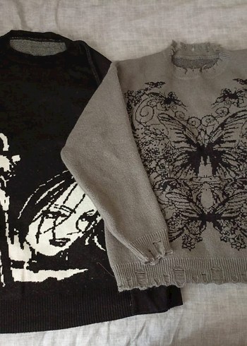 toplu kazak goth grunge killstar triko kazak gotik fairycore y2k - Görsel 6