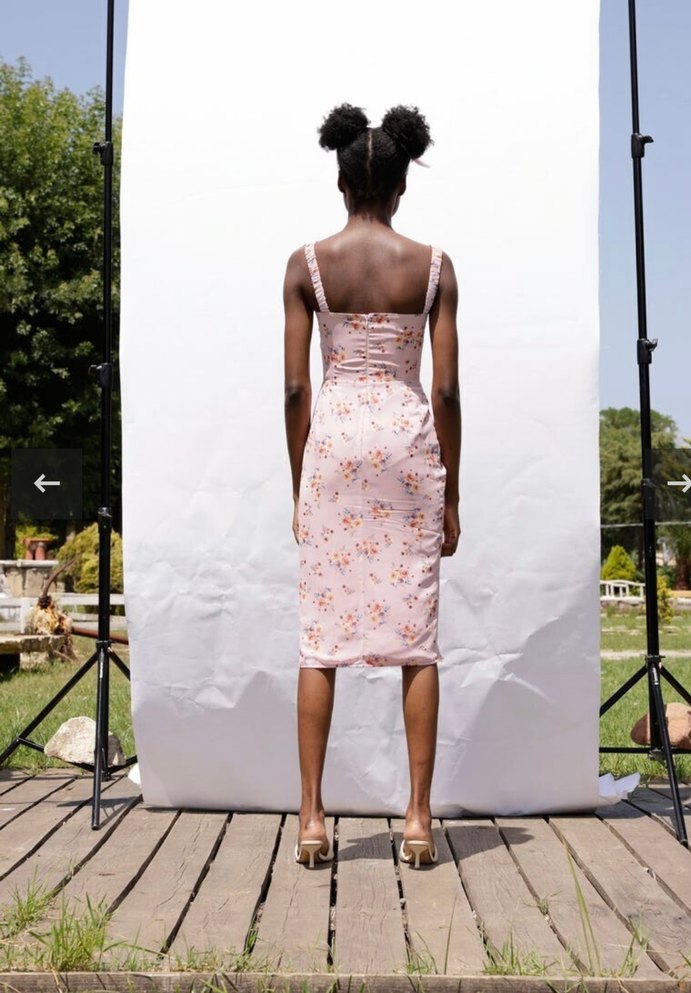 Pembe Korseli Midi Kokteyl Elbisesi - Görsel 2