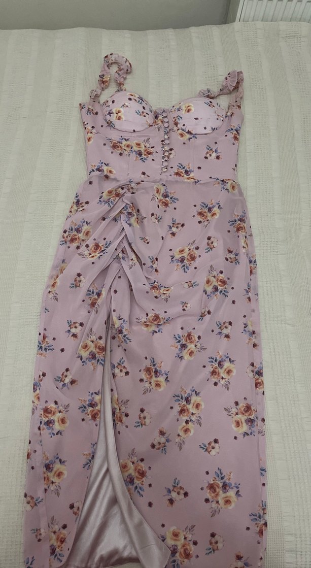 Pembe Korseli Midi Kokteyl Elbisesi - Görsel 3