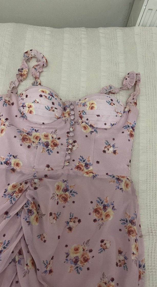 Pembe Korseli Midi Kokteyl Elbisesi - Görsel 4