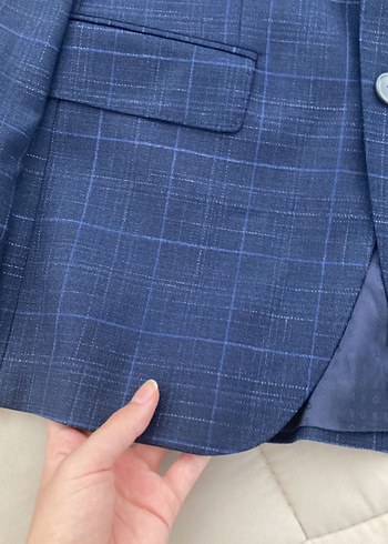 Erkek Lacivert Düğmeli Notch Yaka Ceket - Görsel 2