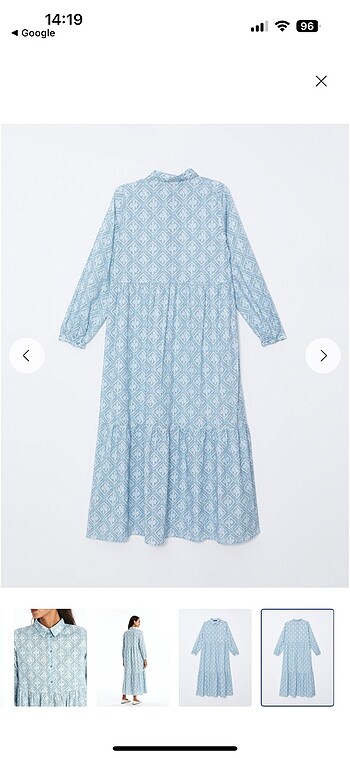 Gömlek yaka çiçekli uzun kollu elbise - Görsel 10