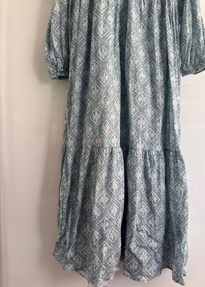 Gömlek yaka çiçekli uzun kollu elbise - Görsel 3