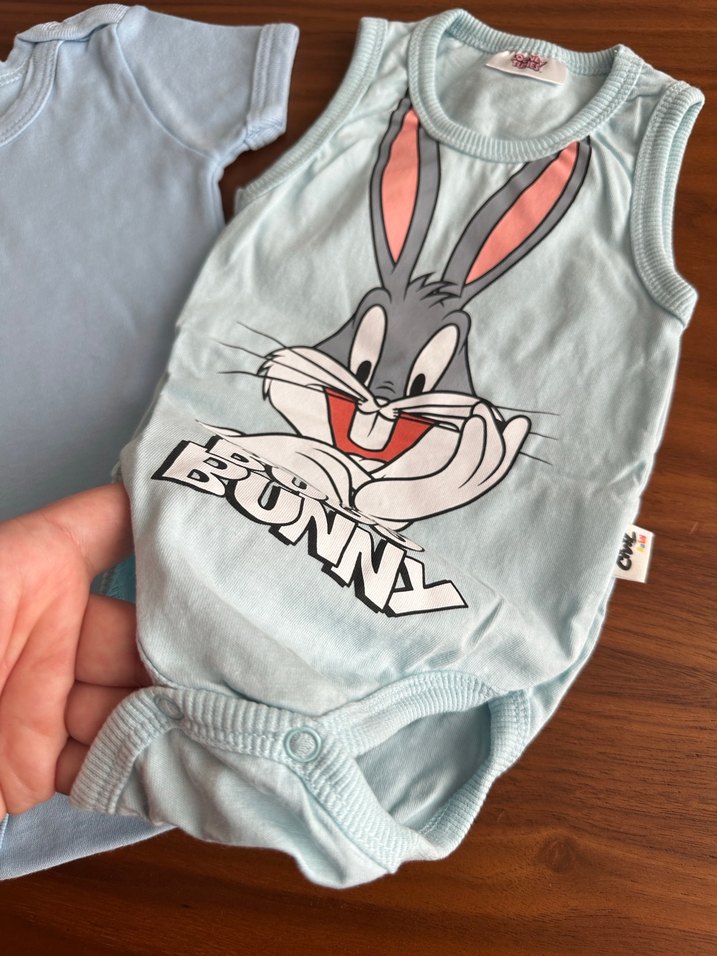 Erkek Bebek Kolsuz Baskılı Pamuklu Body - Görsel 3