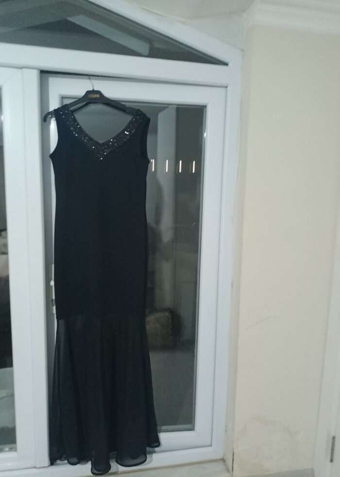 Siyah Pullu Tüllü Abiye  - Görsel 5