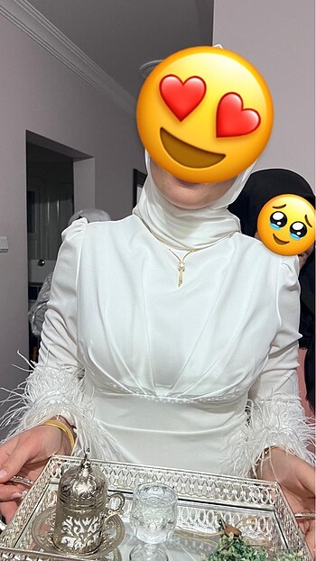 40 Beden beyaz Renk Nişan Abiyesi