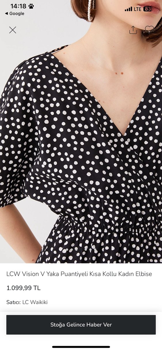 LCW Vision Siyah Puantiyeli Mini Elbise - Görsel 3