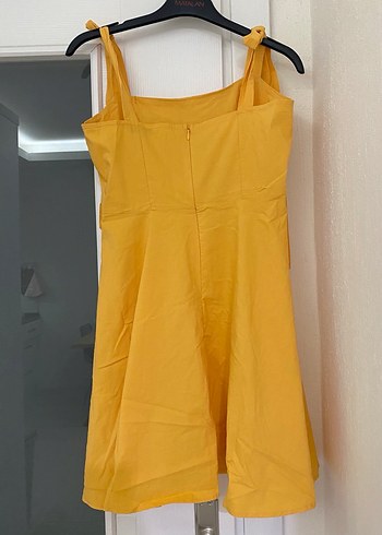 LCW Vision Sarı Midi Kare Yaka Elbise - Görsel 8