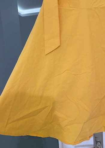 LCW Vision Sarı Midi Kare Yaka Elbise - Görsel 7