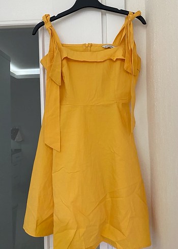 LCW Vision Sarı Midi Kare Yaka Elbise - Görsel 5