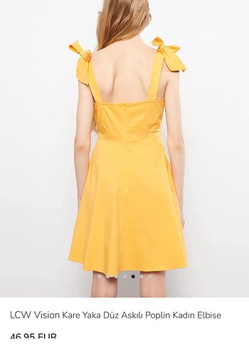 LCW Vision Sarı Midi Kare Yaka Elbise - Görsel 3