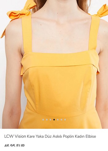 LCW Vision Sarı Midi Kare Yaka Elbise - Görsel 4