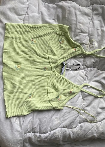 Zara Yeşil Straplez Midi Triko bluz - Görsel 3