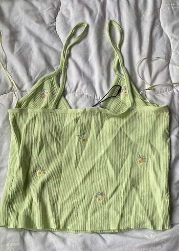 Zara Yeşil Straplez Midi Triko bluz - Görsel 5