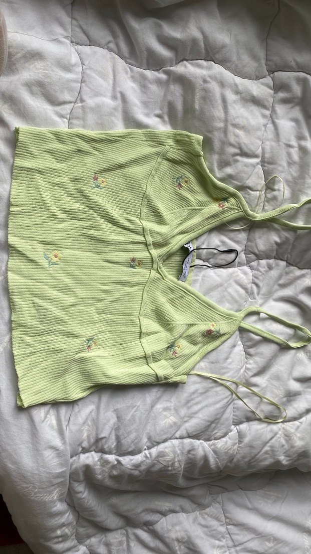 Zara Yeşil Straplez Midi Triko bluz - Görsel 3