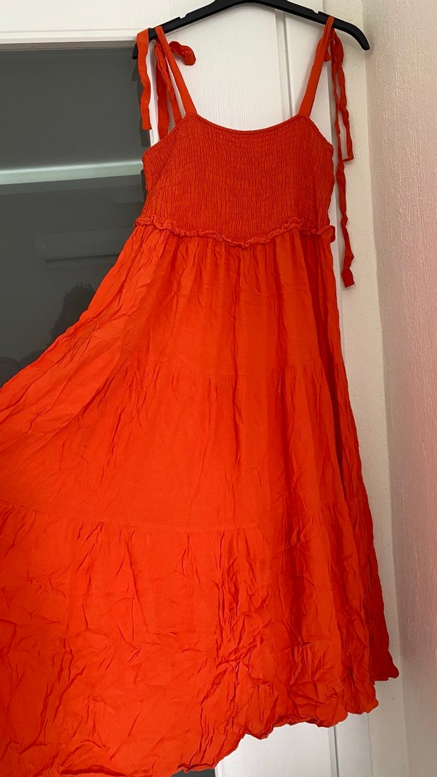 Kırmızı Bohem Uzun Elbise Renkli - Görsel 2