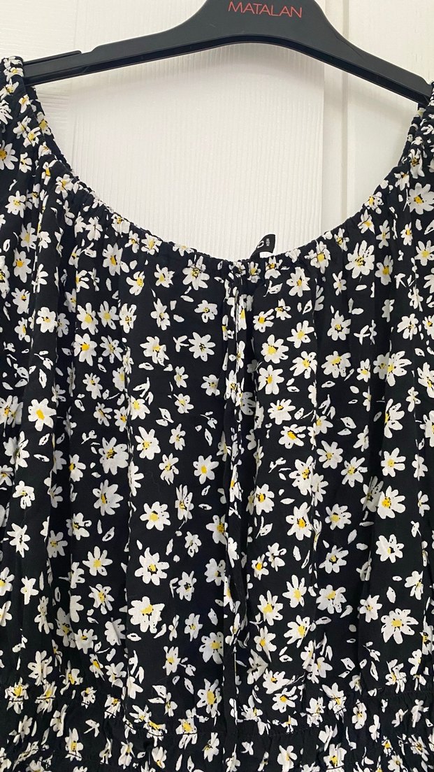 Siyah Çiçek Desenli Uzun Kollu Bluz - Görsel 3
