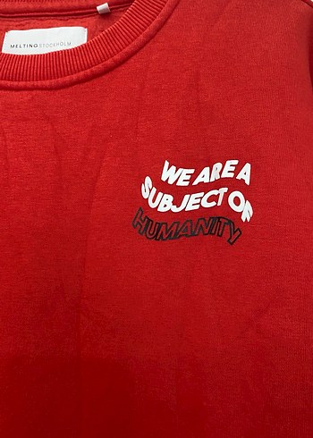 Kırmızı Baskılı Kadın Sweatshirt - Görsel 3