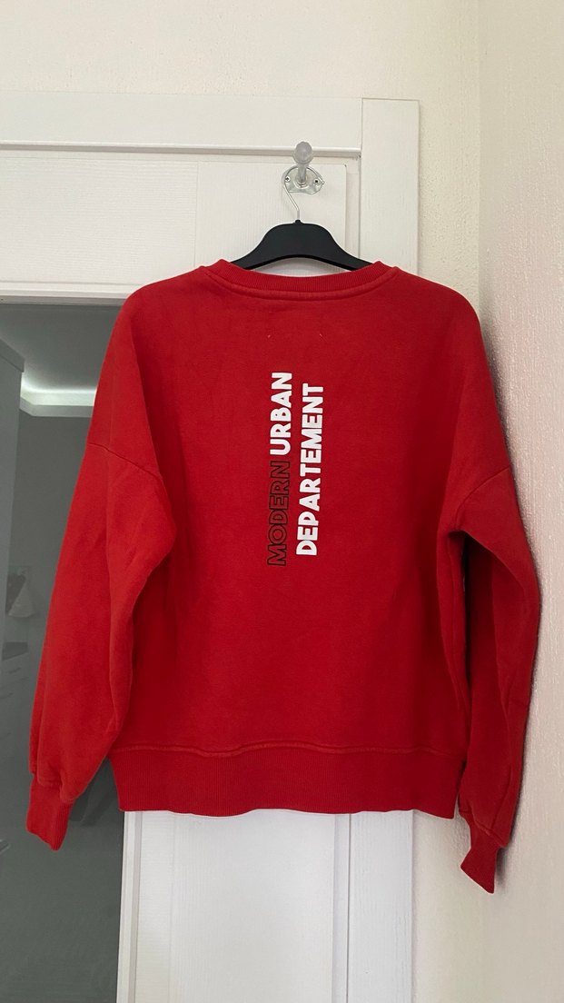 Kırmızı Baskılı Kadın Sweatshirt - Görsel 2