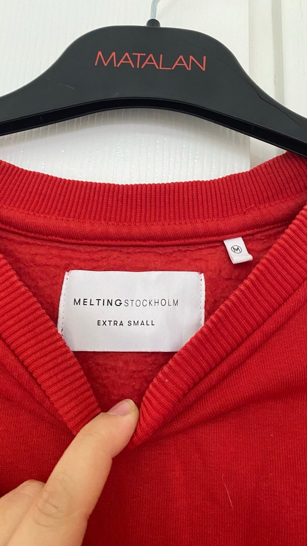 Kırmızı Baskılı Kadın Sweatshirt - Görsel 5