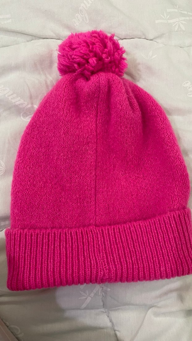 Pembe Örgü Kadın Bere Ponponlu - Görsel 3