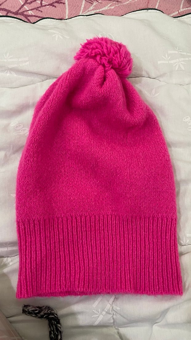 Pembe Örgü Kadın Bere Ponponlu - Görsel 2