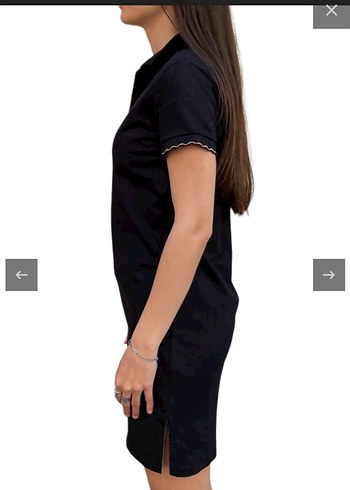 Fermuarlı Siyah Polo Yaka yazlık elbise - Görsel 2