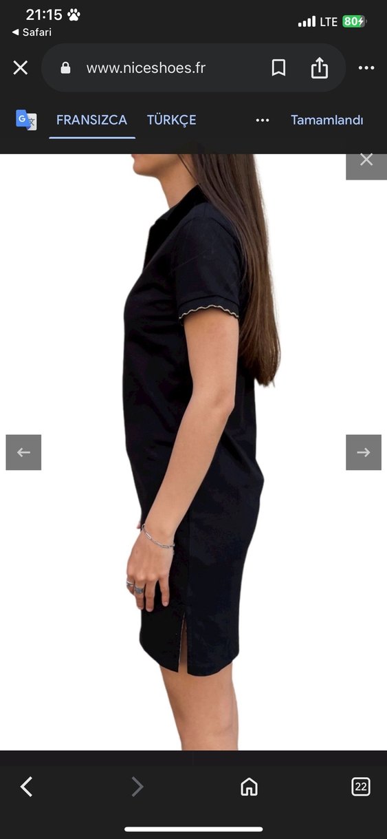 Fermuarlı Siyah  Polo Yaka yazlık elbise - Görsel 2