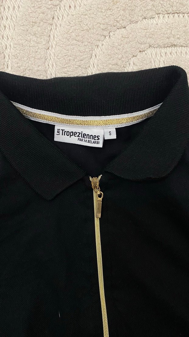 Fermuarlı Siyah  Polo Yaka yazlık elbise - Görsel 5