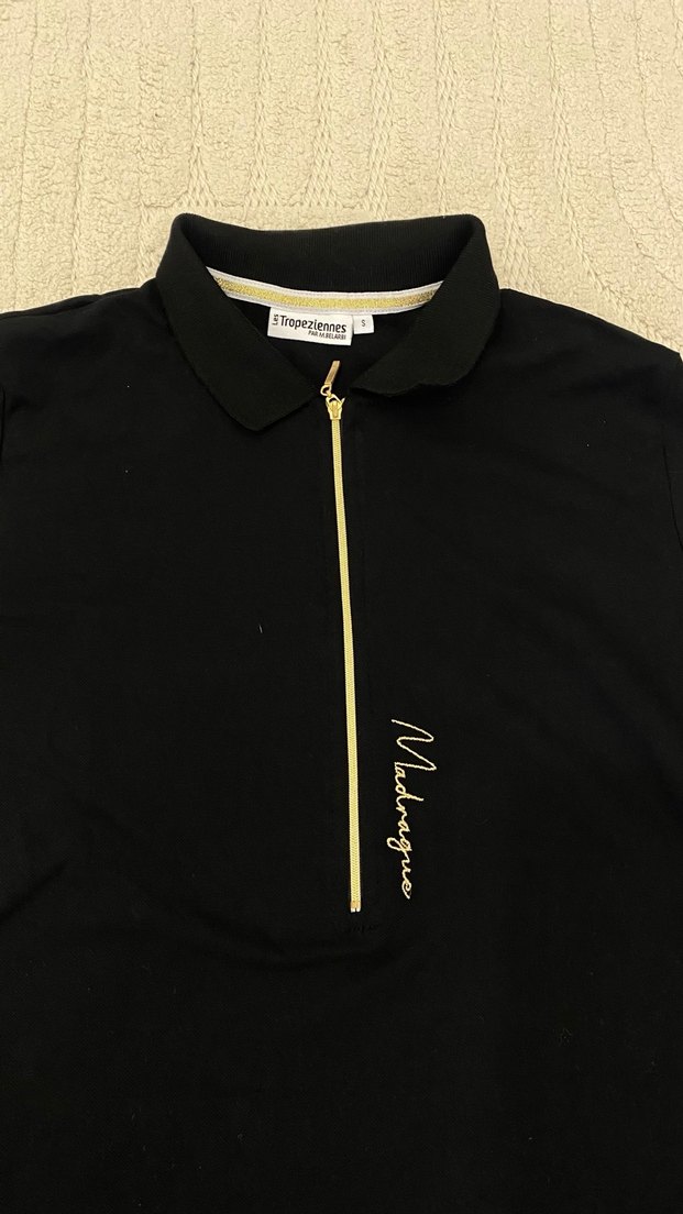 Fermuarlı Siyah  Polo Yaka yazlık elbise - Görsel 3