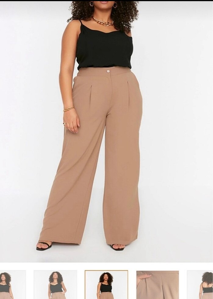 Trendyolmilla Bej Salaş Kadın Kumaş Pantolon - Görsel 2