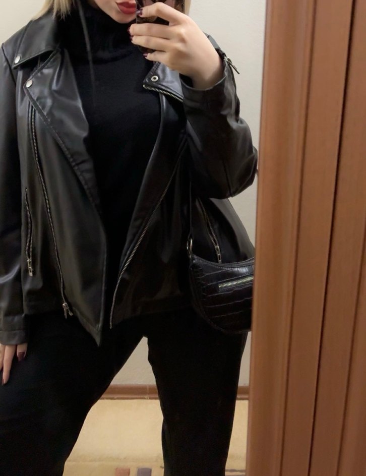 Trendyolmilla Kadın Siyah Deri Kemerli Biker Ceket - Görsel 2