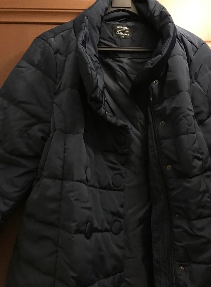 LC WAIKIKI Düğmeli Lacivert Uzun Kadın Kışlık Mont - Görsel 3