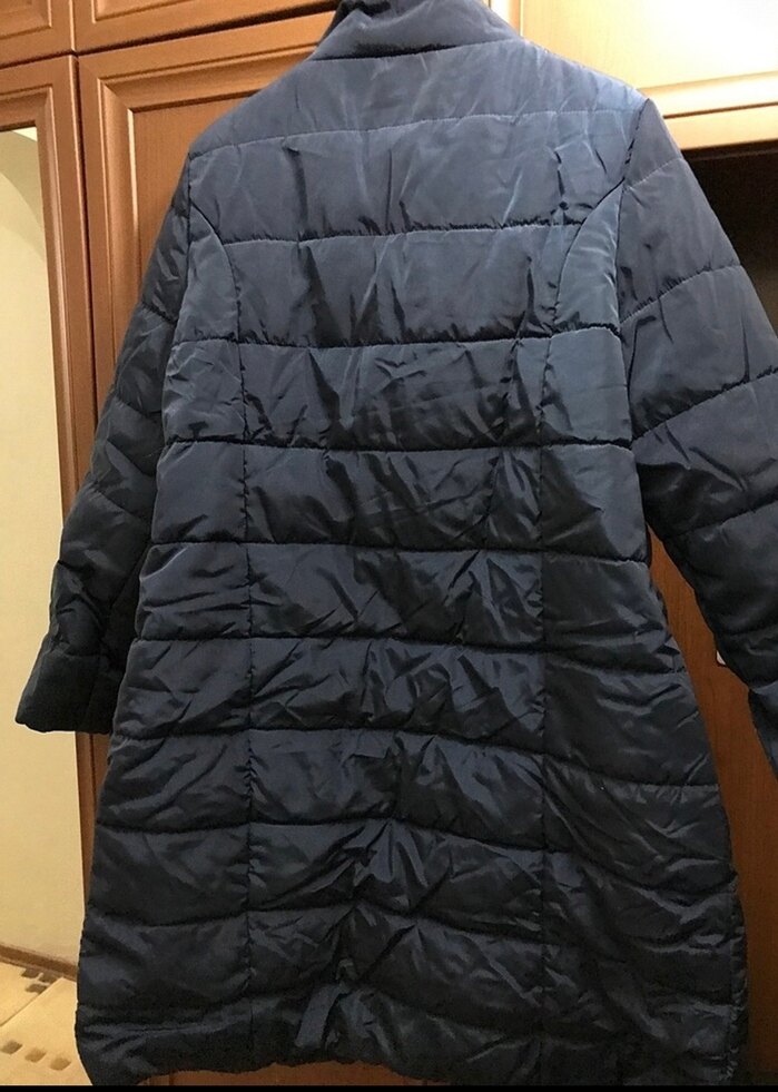 LC WAIKIKI Düğmeli Lacivert Uzun Kadın Kışlık Mont - Görsel 5